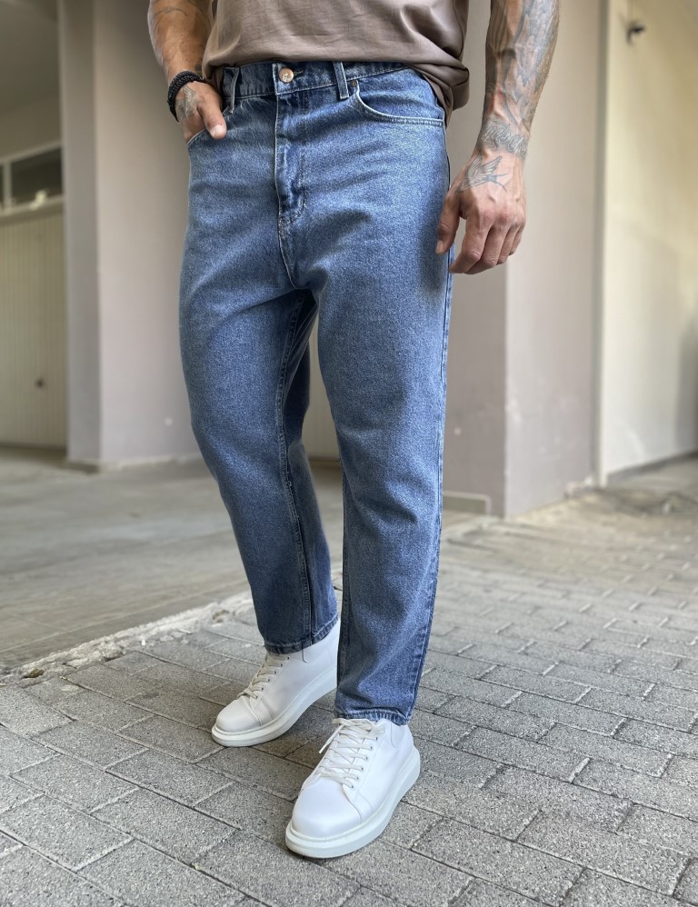 AVCII Denim Ανδρικό μπλε σταθερό Loose Jean πεντάτσεπο με φερμουάρ 2023Ν